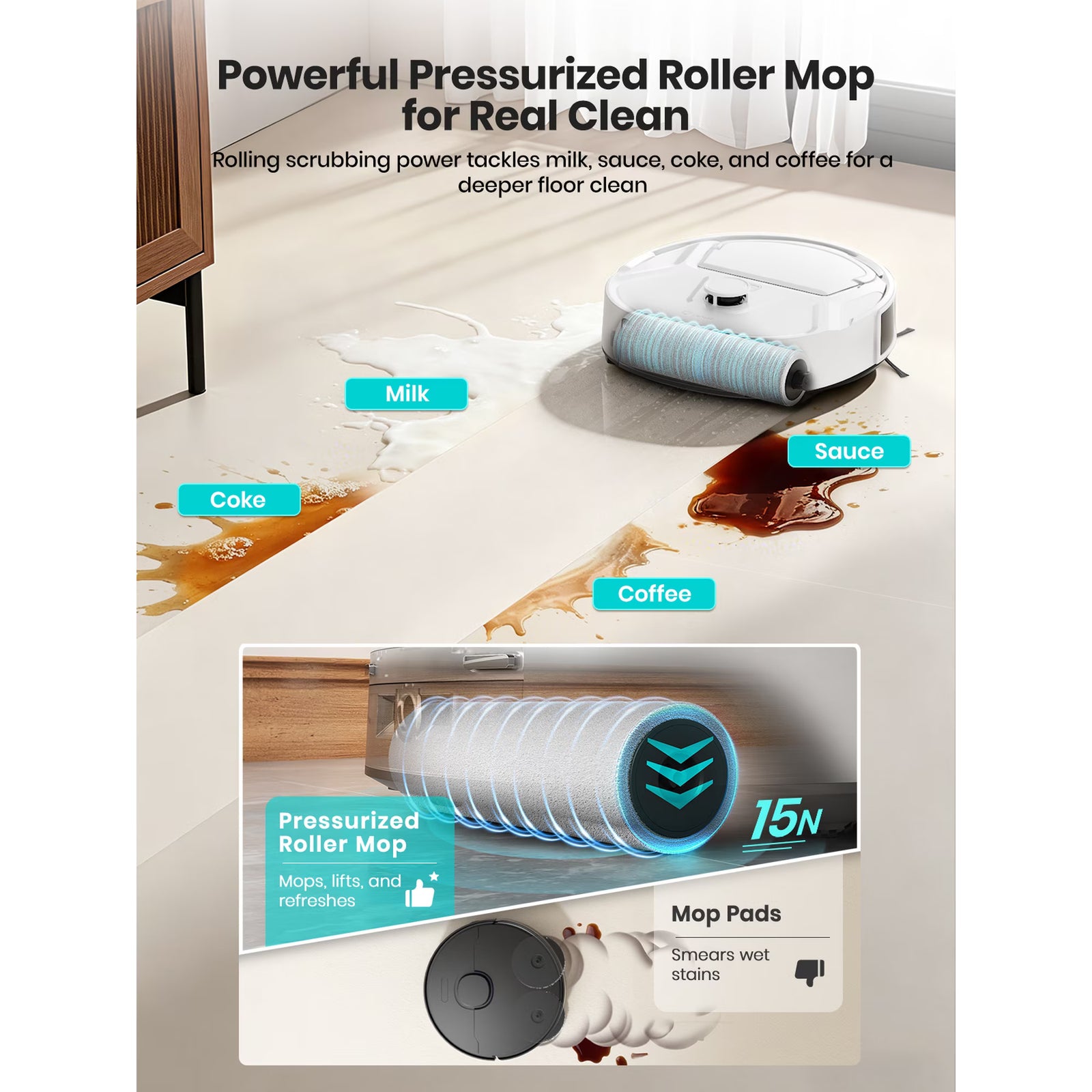 Lefant M265 Robot Vacuum and Mop with 20000Pa Suction, Self-Emptying & Self-Cleaning Roller Mop, LiDAR Navigation, Anti-Tangle Pet Hair Cleaning