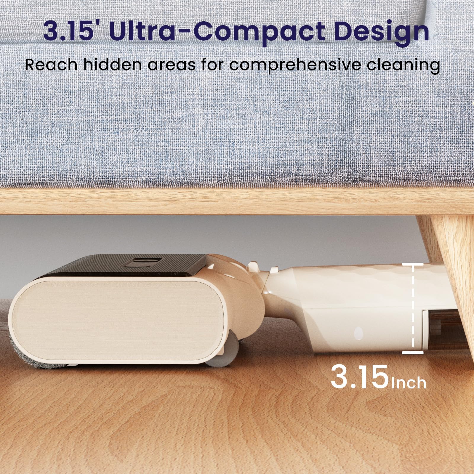 Lefant LS100 Smart Cordless Wet Dry Vacuum Cleaner and Mop for Hard Floors,Lightweight Stick Vacuum with 60 Min Runtime,Great for Sticky Messes and Pet Hair, Space-Saving Design, Ivory White