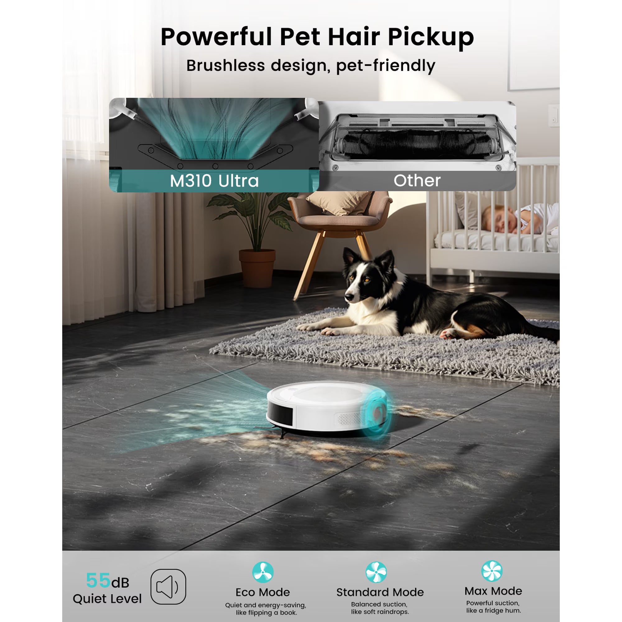 Lefant M310 Ultra Robot Vacuum and Mop Combo, Ultra-thin Robot Vacuum Cleaner with 6000Pa Suction, Ideal for Pet hair