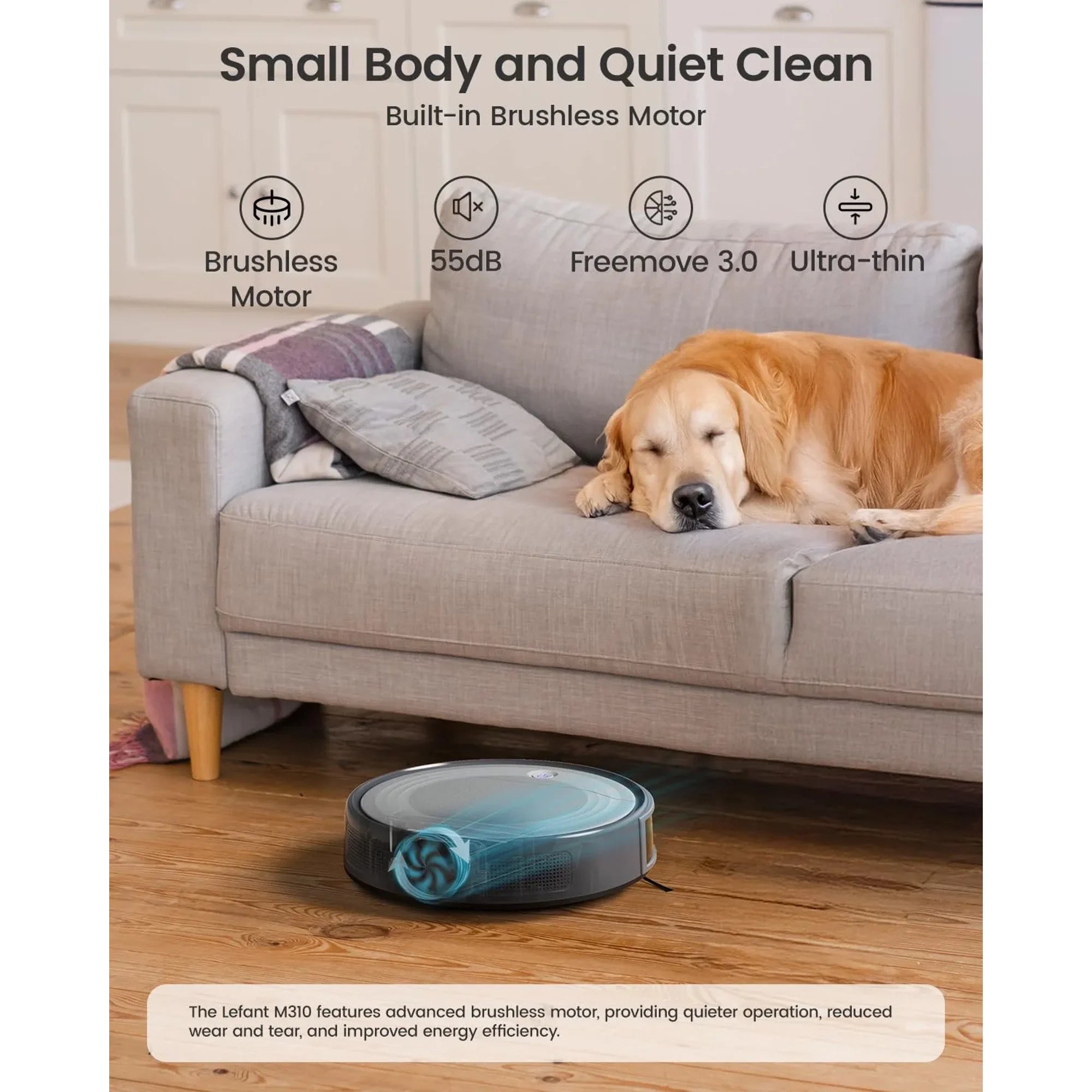 Lefant Robot Vacuum Cleaner with 4500Pa Suction, PSD Obstacle Avoidance, WiFi/App/Voice Control,Ideal for Pet hair, M310