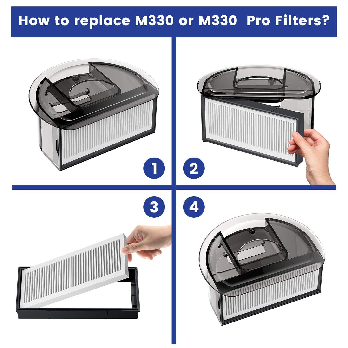 Lefant M330 Series Replacement Kit 4 Side Brushes 4 HEPA