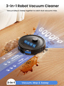 Lefant M2 Plus Robot Vacuum and Mop Combo, 75-Day Self-Emptying, 6000Pa Suction, Multi-Floor Mapping, No-Go Zones, 140 Min Runtime, 2.4G/5G WiFi, Alexa & App Control, Black