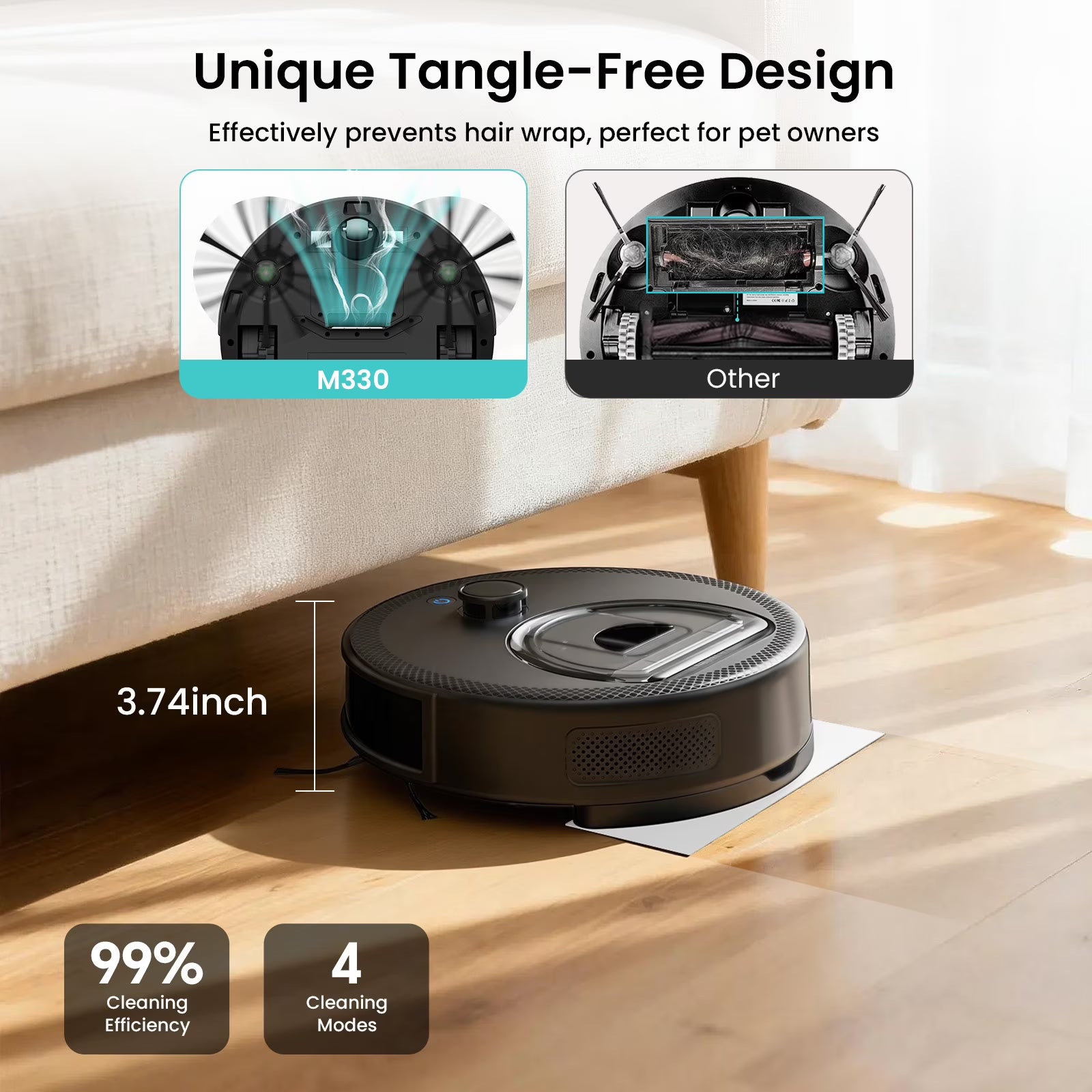 Lefant M330 Robot Vacuum and Mop with LiDAR Navigation, 450ml Visible Dustbin with Obstacle Avoidance, Perfect for Hardwood Carpets