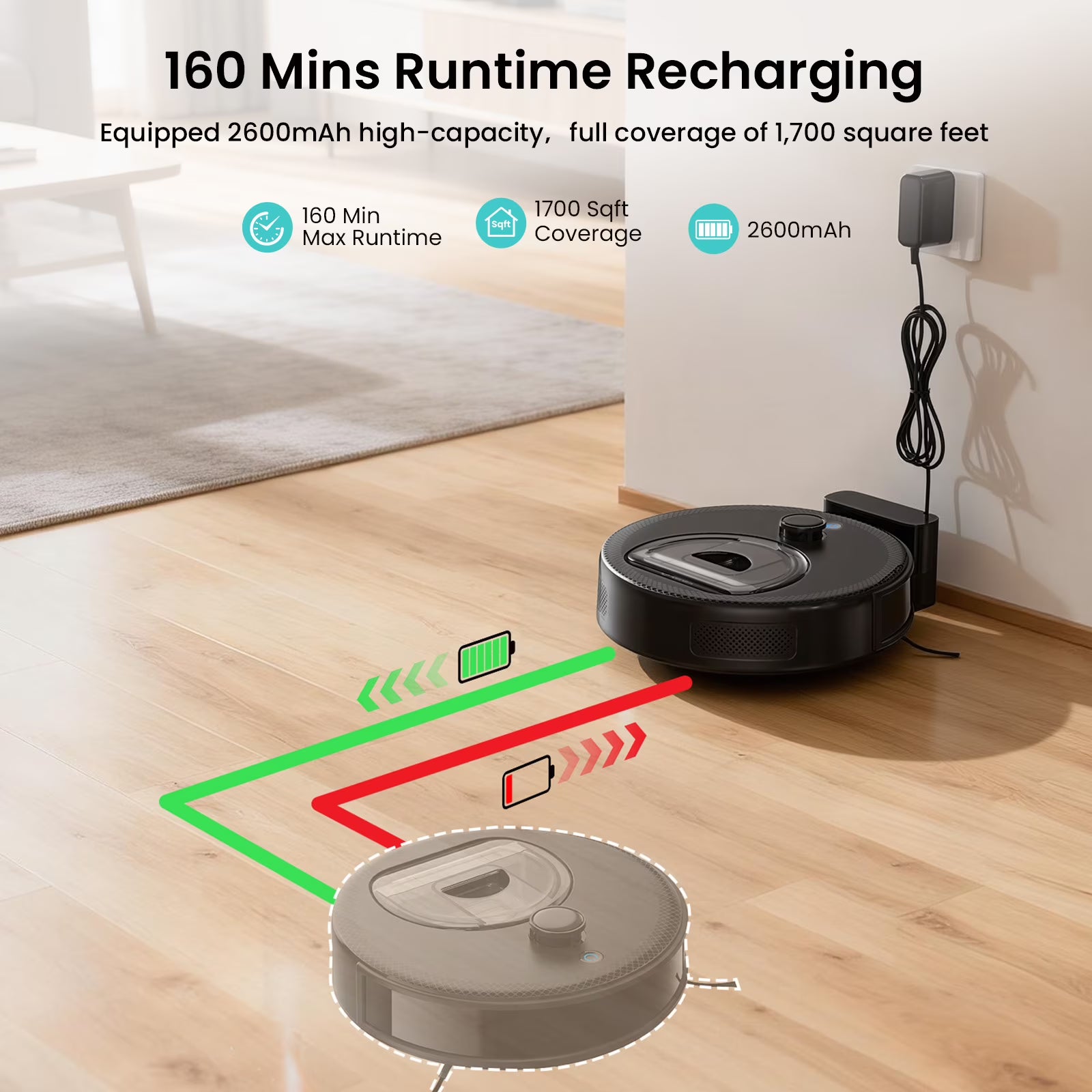 Lefant M330 Robot Vacuum and Mop with LiDAR Navigation, 450ml Visible Dustbin with Obstacle Avoidance, Perfect for Hardwood Carpets