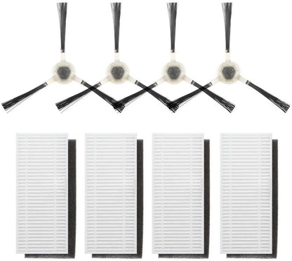 Lefant Replacement Kit - 4 Side Brushes & 4 HEPA Filters for Gyroscope Robots