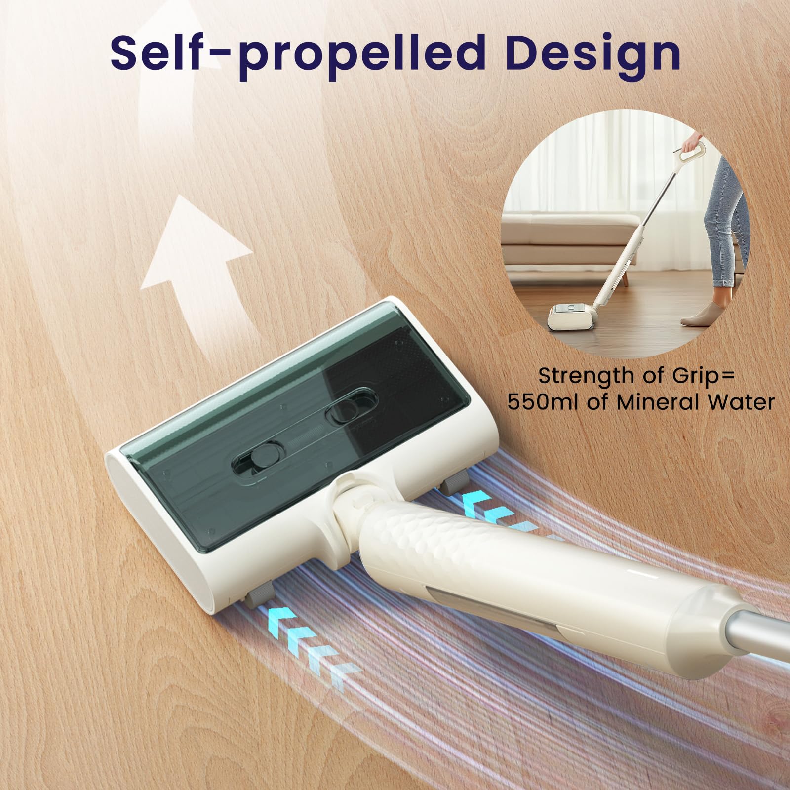 Lefant LS100 Smart Cordless Wet Dry Vacuum Cleaner and Mop for Hard Floors,Lightweight Stick Vacuum with 60 Min Runtime,Great for Sticky Messes and Pet Hair, Space-Saving Design, Ivory White