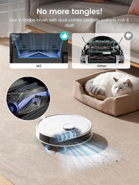 Lefant M3 Robot Vacuum and Mop,12000Pa Suction Smart Obstacle Avoidance,Zero-Tangling,Self-Washing & Drying, Self-Emptying,Dual Spinning Mop for Pet Hair Dust, White
