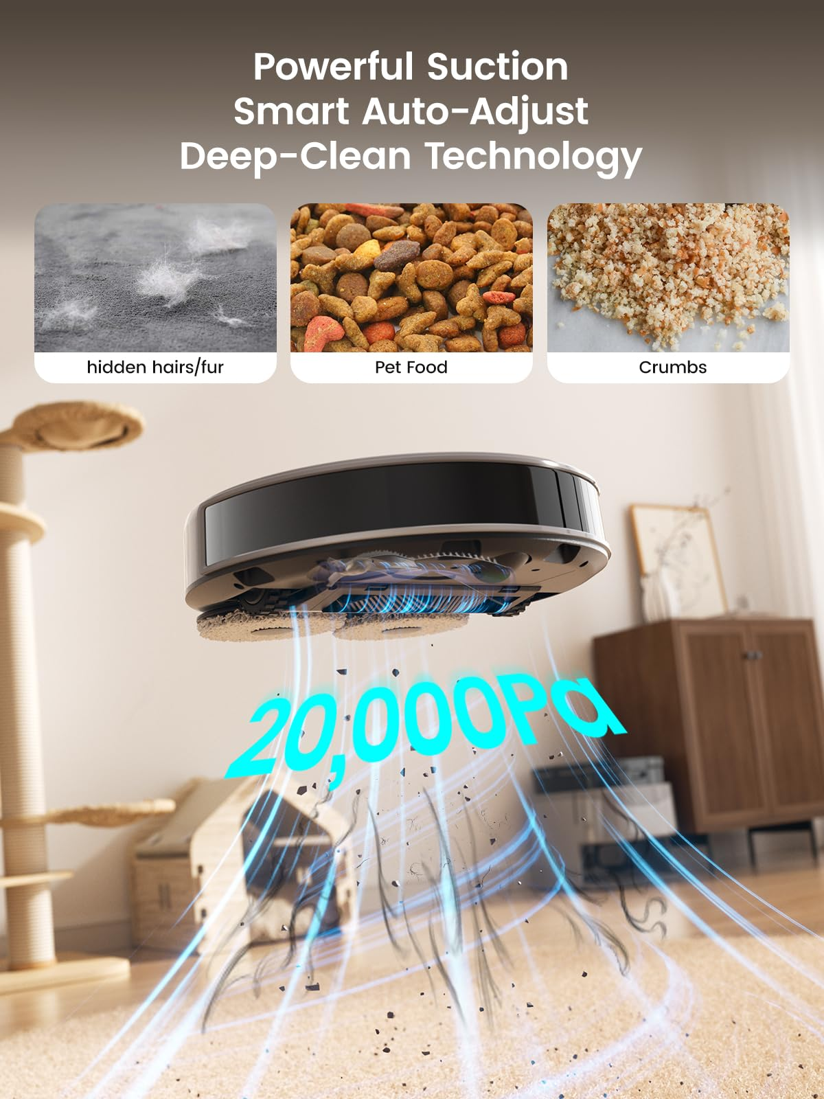 Lefant Robot Vacuum and Mop, 20000Pa Suction, 90-Day Self-Emptying, Obstacle Avoidance, Auto Mop Washing&Drying, All-in-One for Pet Hair Carpet, 5G WiFi Alexa/APP/iWatch Control, M3 Max