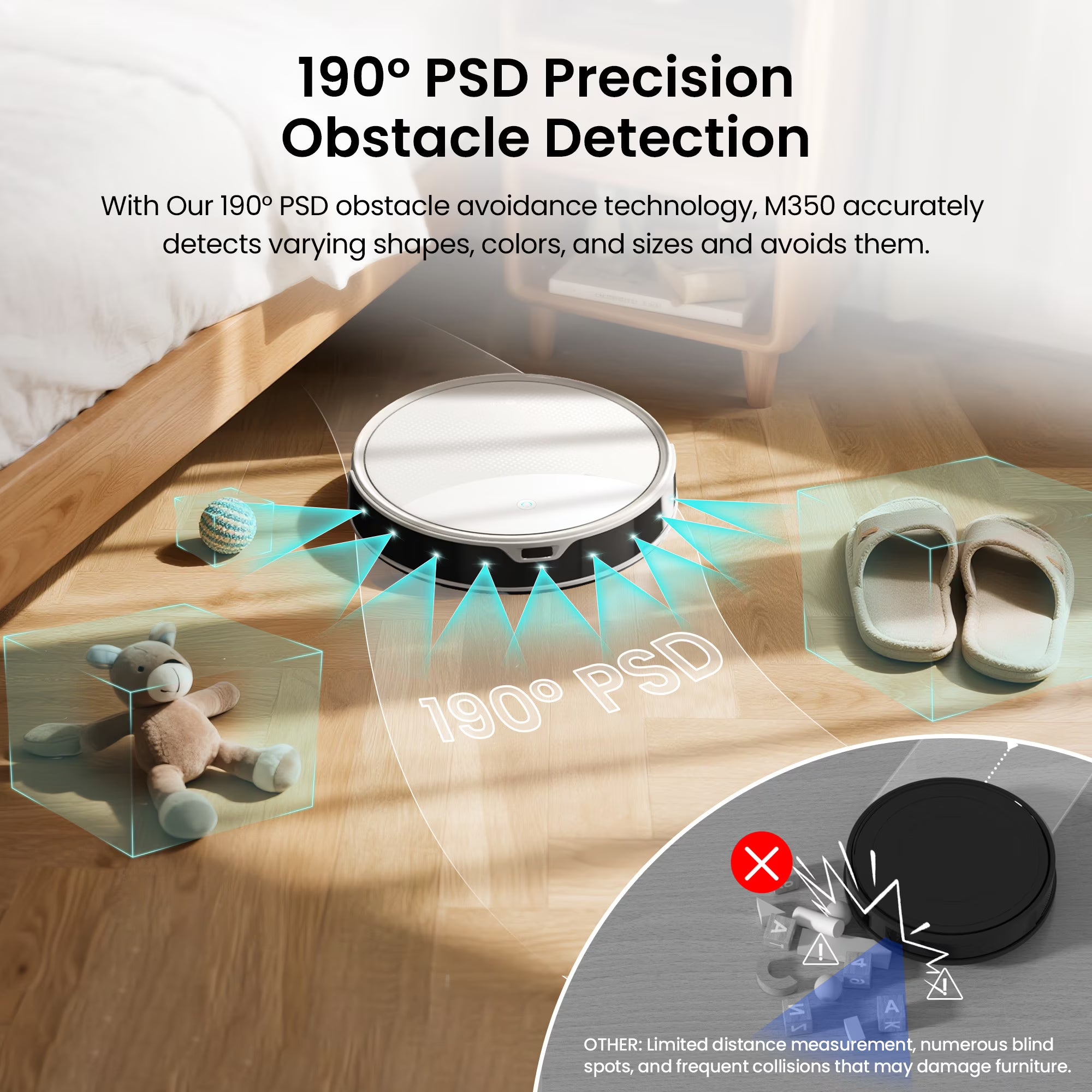 Lefant M350L Robot Vacuum and Mop, 40-Day Self-Emptying, Smart Obstacle Avoidance, WiFi/Alexa, Multi-Floor Mapping, 150 Min Runtime