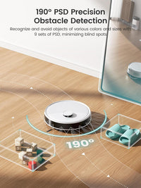 Lefant M3 Robot Vacuum and Mop,12000Pa Suction Smart Obstacle Avoidance,Zero-Tangling,Self-Washing & Drying, Self-Emptying,Dual Spinning Mop for Pet Hair Dust, White