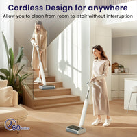 Lefant LS100 Smart Cordless Wet Dry Vacuum Cleaner and Mop for Hard Floors,Lightweight Stick Vacuum with 60 Min Runtime,Great for Sticky Messes and Pet Hair, Space-Saving Design, Ivory White