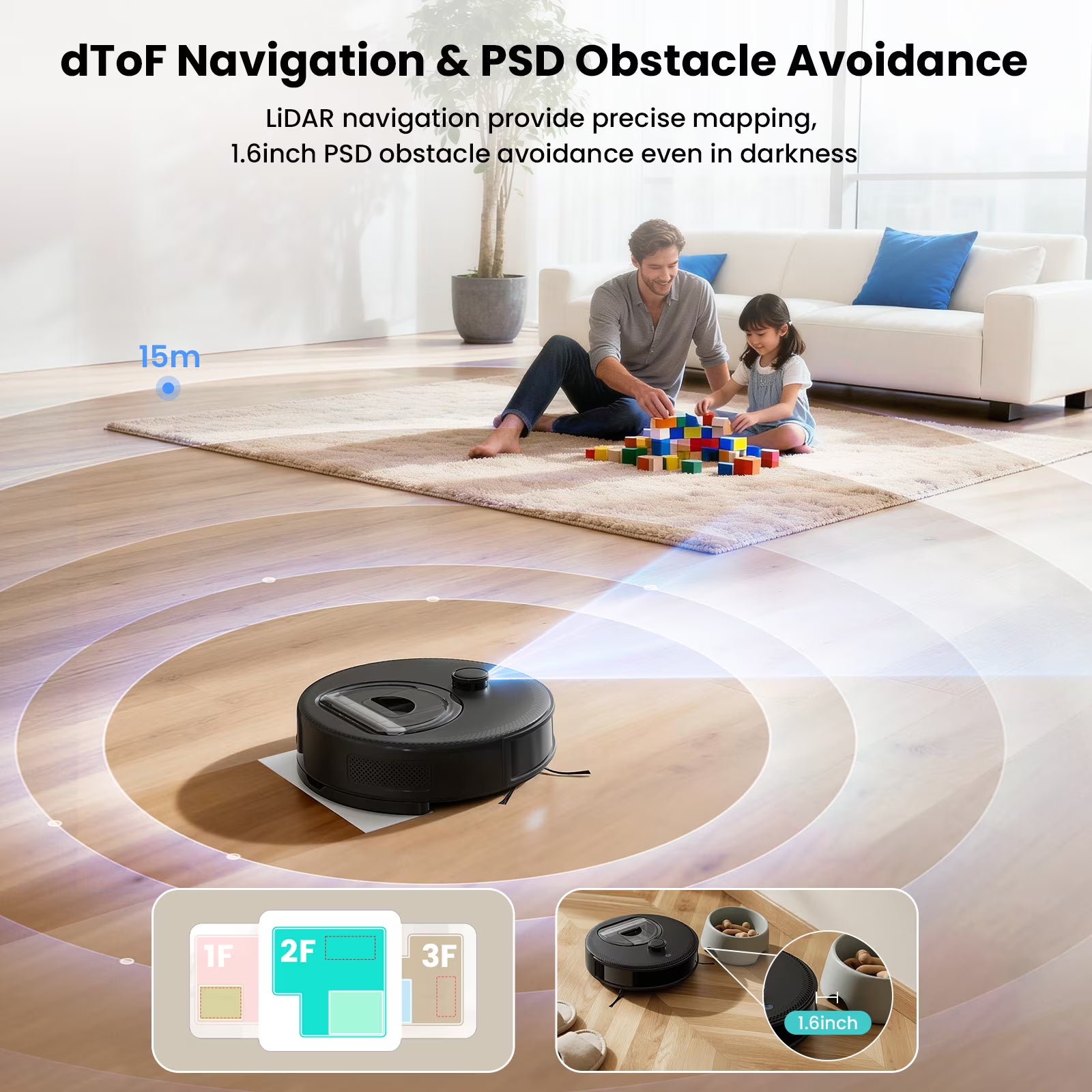Lefant M330 Robot Vacuum and Mop with LiDAR Navigation, 450ml Visible Dustbin with Obstacle Avoidance, Perfect for Hardwood Carpets