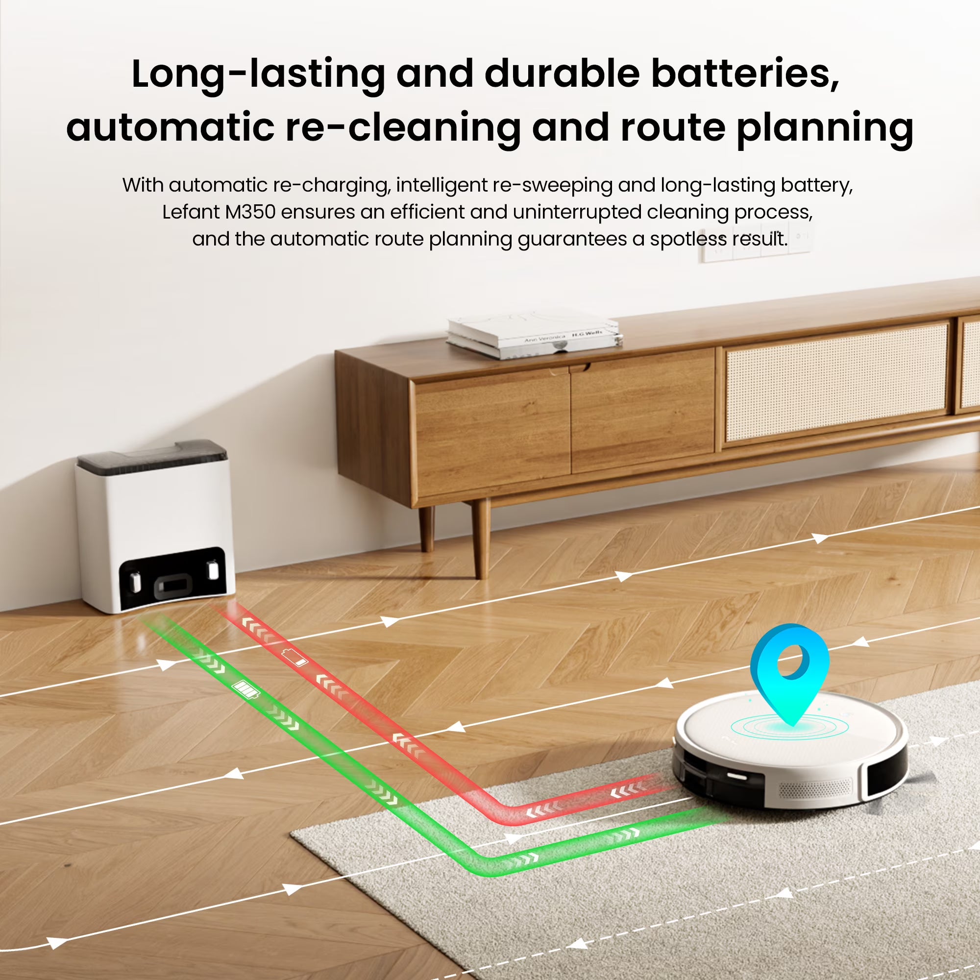 Lefant M350L Robot Vacuum and Mop, 40-Day Self-Emptying, Smart Obstacle Avoidance, WiFi/Alexa, Multi-Floor Mapping, 150 Min Runtime
