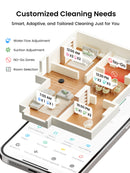 Lefant M2 Plus Robot Vacuum and Mop Combo, 75-Day Self-Emptying, 6000Pa Suction, Multi-Floor Mapping, No-Go Zones, 140 Min Runtime, 2.4G/5G WiFi, Alexa & App Control, Black