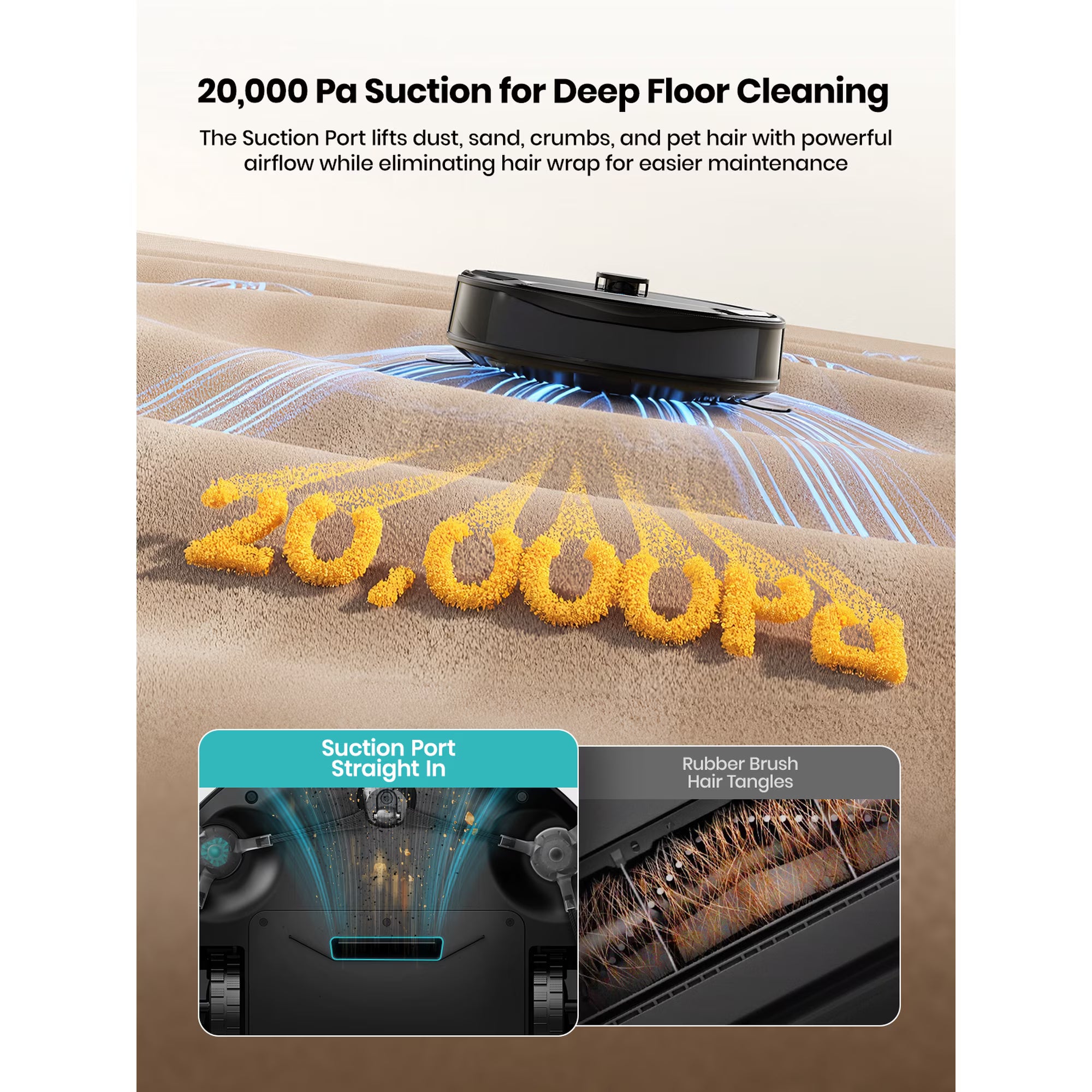 Lefant M265 Robot Vacuum and Mop with 20000Pa Suction, All-in-One Self-Cleaning Dock, Self-Emptying, LiDAR Navigation, Anti-Tangle Pet Hair Cleaning