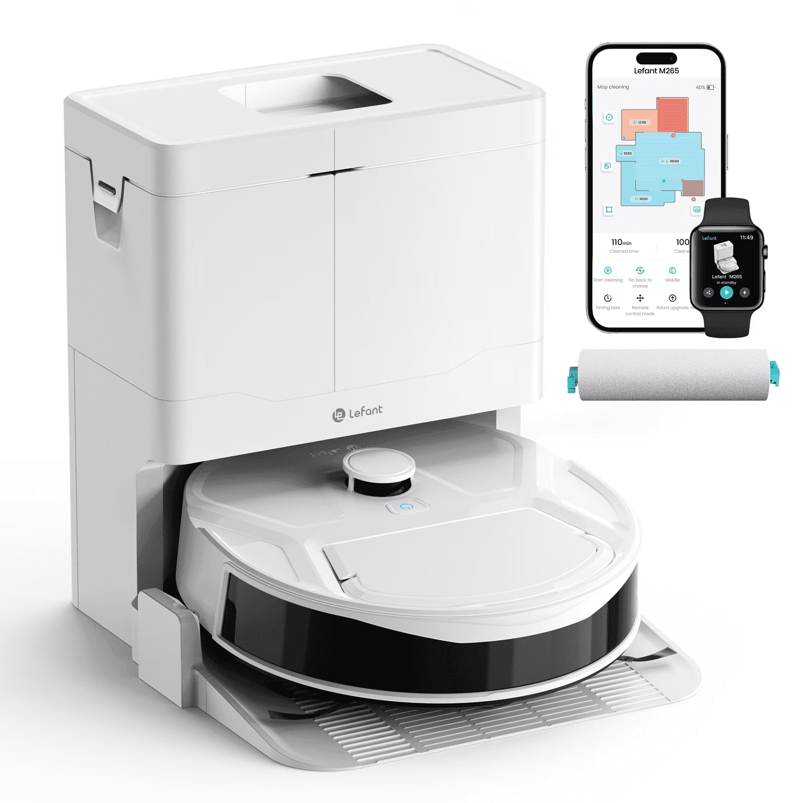 Lefant M265 Robot Vacuum and Mop with 20000Pa Suction, Self-Emptying & Self-Cleaning Roller Mop, LiDAR Navigation, Anti-Tangle Pet Hair Cleaning