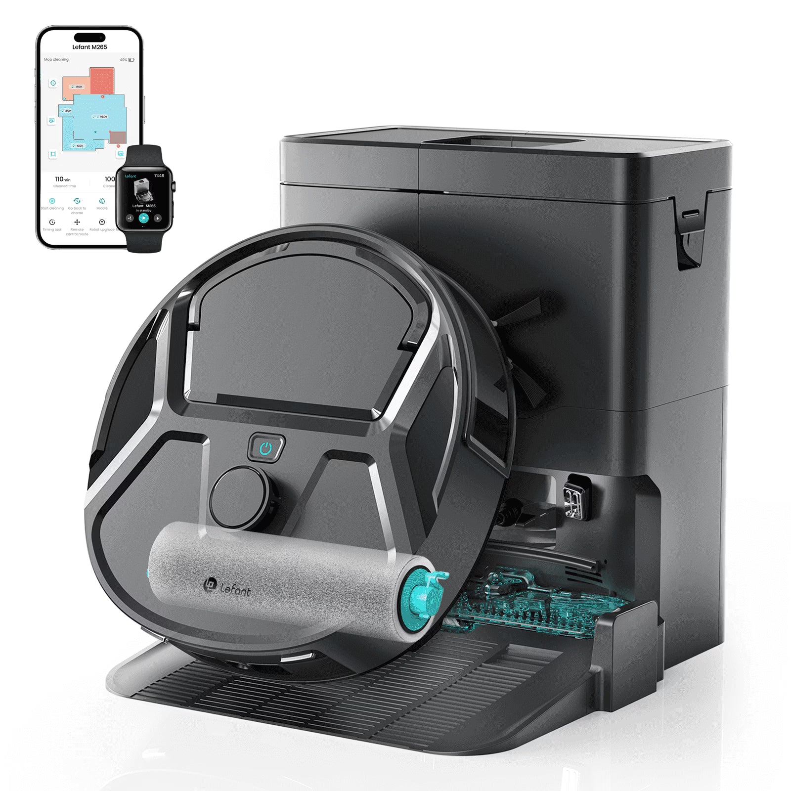 Lefant M265 Robot Vacuum and Mop with 20000Pa Suction, All-in-One Self-Cleaning Dock, Self-Emptying, LiDAR Navigation, Anti-Tangle Pet Hair Cleaning