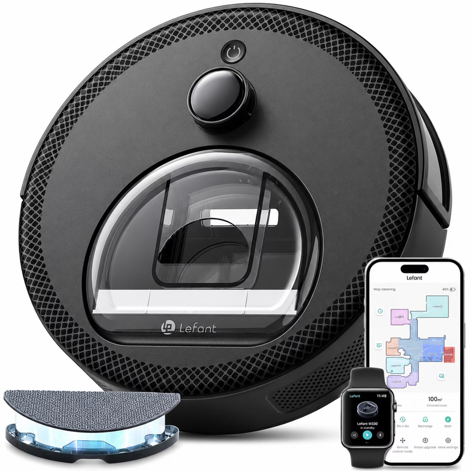 Lefant M330 Robot Vacuum and Mop with LiDAR Navigation, 450ml Visible Dustbin with Obstacle Avoidance, Perfect for Hardwood Carpets
