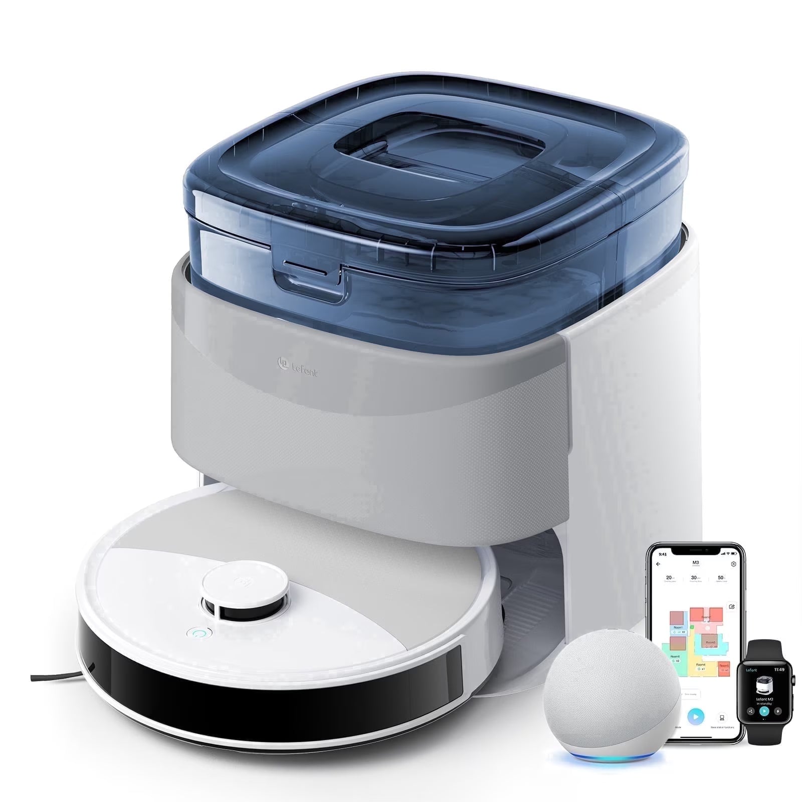 Lefant M3L Robot Vacuum and Mop, 12000Pa Suction, LiDAR Obstacle Avoidance, All-in-One for Pet Hair Carpet