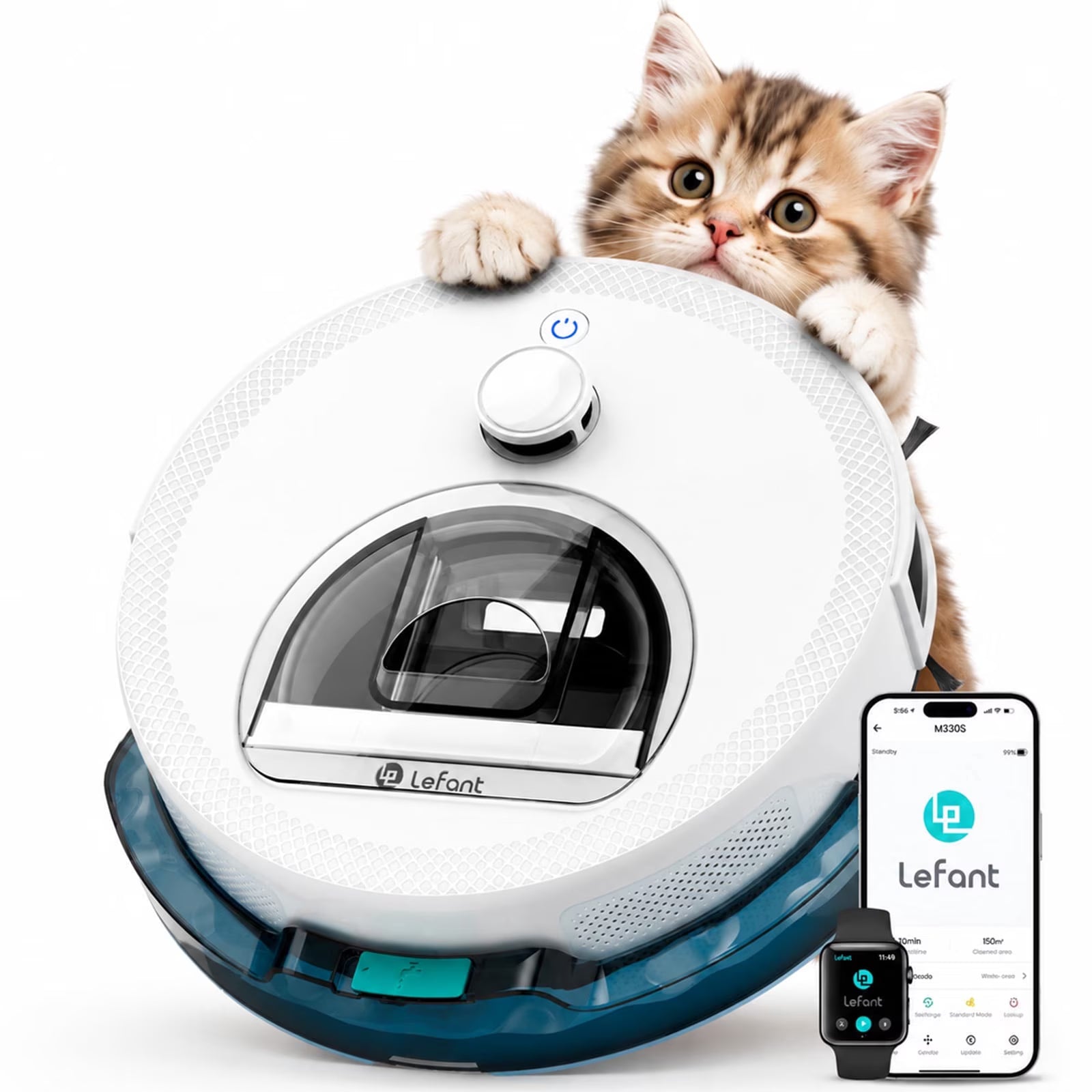 Lefant M330S LiDAR Navigation Robot Vacuum and Mop, 450ml Visible Dustbin, 190° PSD Obstacle Avoidance, Multi-Level Mapping, Robot Vacuum Cleaner for Hardwood Carpets Pet Hair