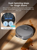 Lefant Robot Vacuum and Mop, 20000Pa Suction, 90-Day Self-Emptying, Obstacle Avoidance, Auto Mop Washing&Drying, All-in-One for Pet Hair Carpet, 5G WiFi Alexa/APP/iWatch Control, M3 Max