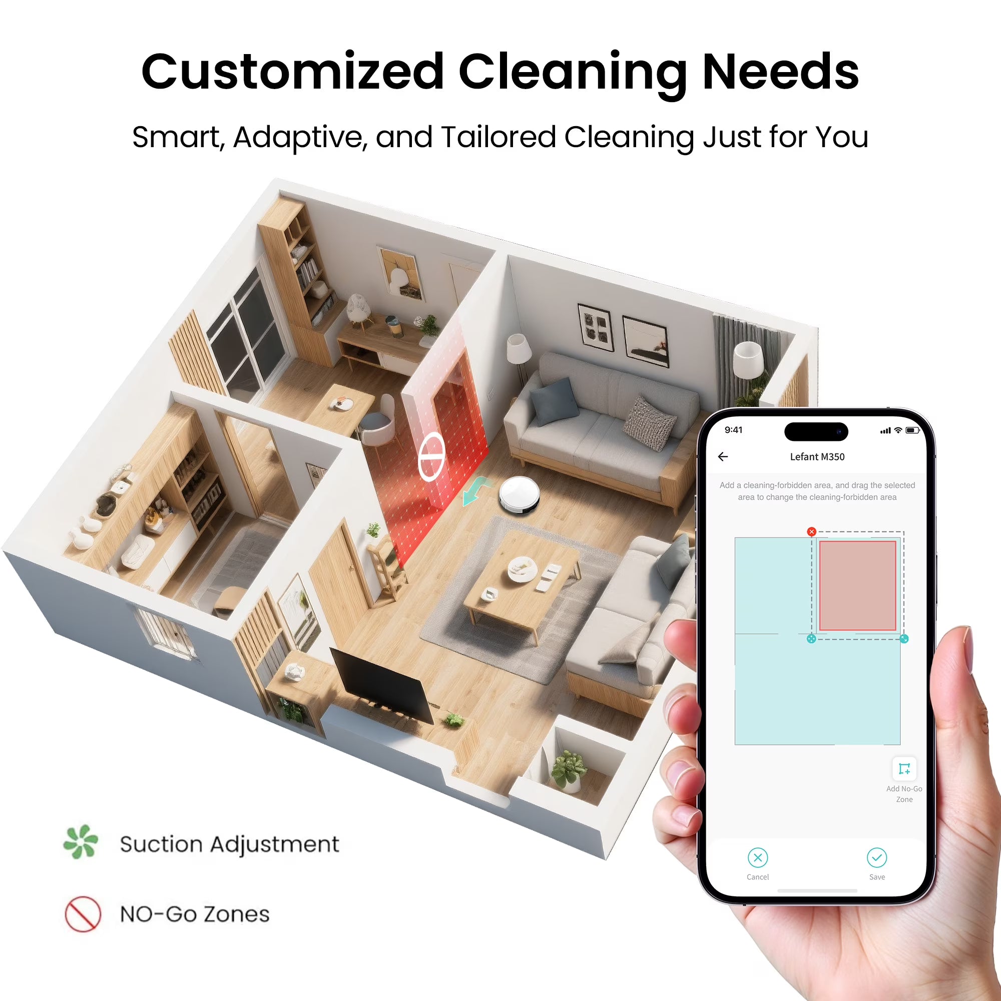 Lefant M350L Robot Vacuum and Mop, 40-Day Self-Emptying, Smart Obstacle Avoidance, WiFi/Alexa, Multi-Floor Mapping, 150 Min Runtime