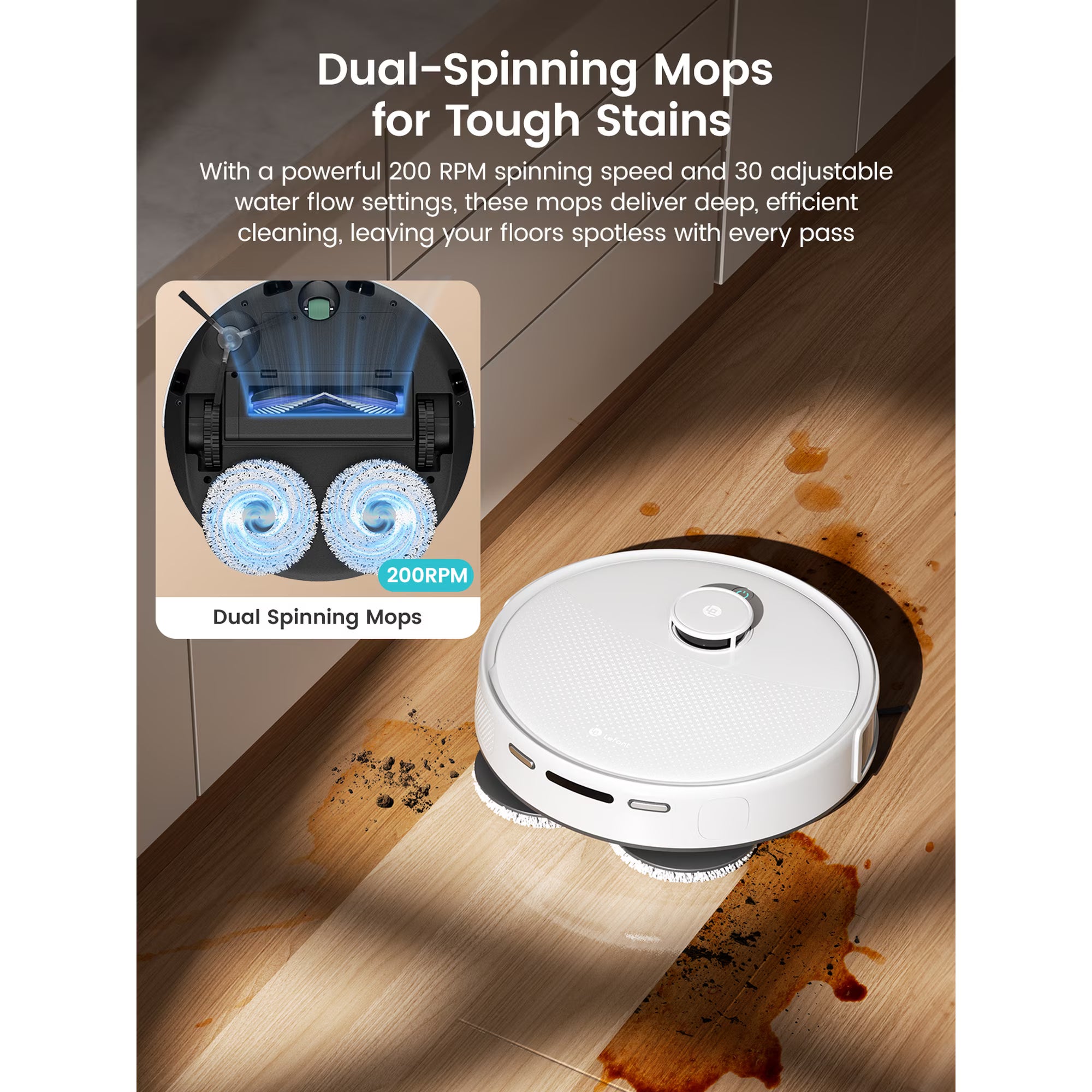 Lefant M3L Robot Vacuum and Mop, 12000Pa Suction, LiDAR Obstacle Avoidance, All-in-One for Pet Hair Carpet