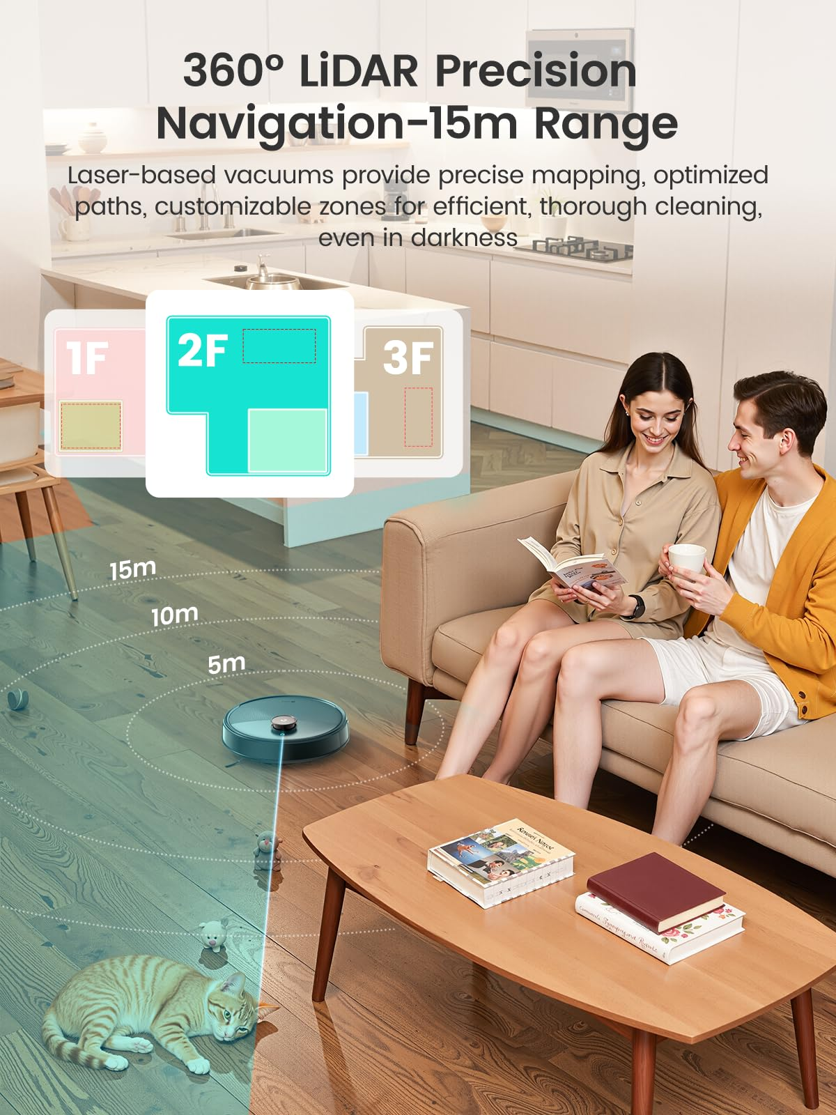 Lefant Robot Vacuum and Mop, 20000Pa Suction, 90-Day Self-Emptying, Obstacle Avoidance, Auto Mop Washing&Drying, All-in-One for Pet Hair Carpet, 5G WiFi Alexa/APP/iWatch Control, M3 Max