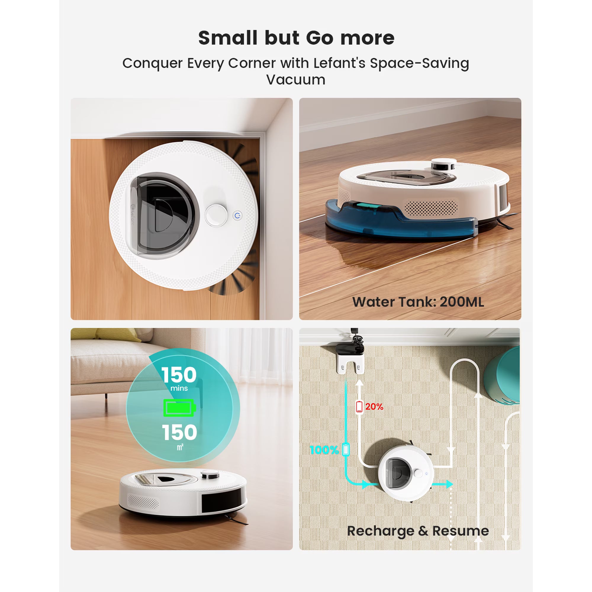 Lefant M330S LiDAR Navigation Robot Vacuum and Mop, 450ml Visible Dustbin, 190° PSD Obstacle Avoidance, Multi-Level Mapping, Robot Vacuum Cleaner for Hardwood Carpets Pet Hair