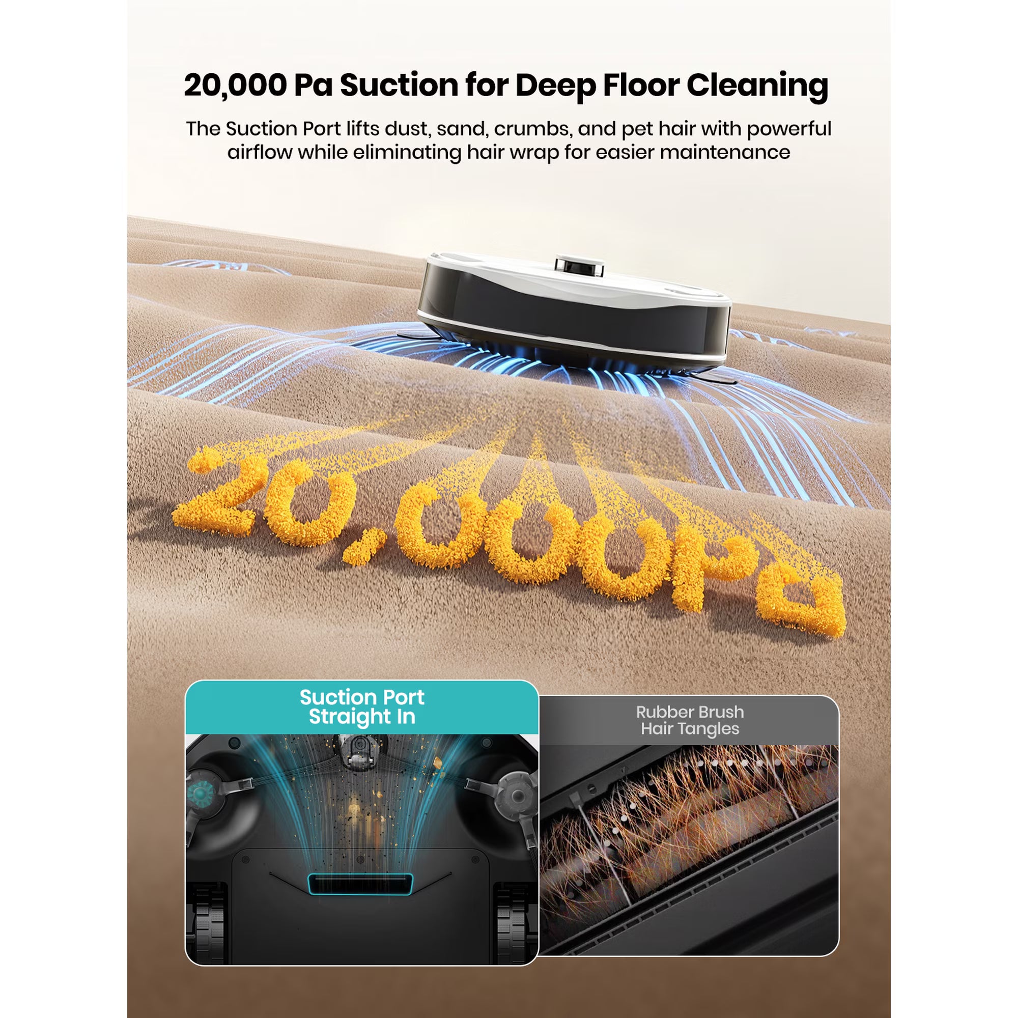 Lefant M265 Robot Vacuum and Mop with 20000Pa Suction, Self-Emptying & Self-Cleaning Roller Mop, LiDAR Navigation, Anti-Tangle Pet Hair Cleaning